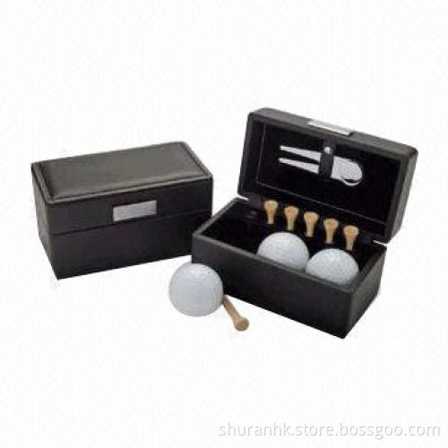 Golf Gift Set, Includes 6pcs Wooden Tee, 3 Balls, 1 Divot Tool